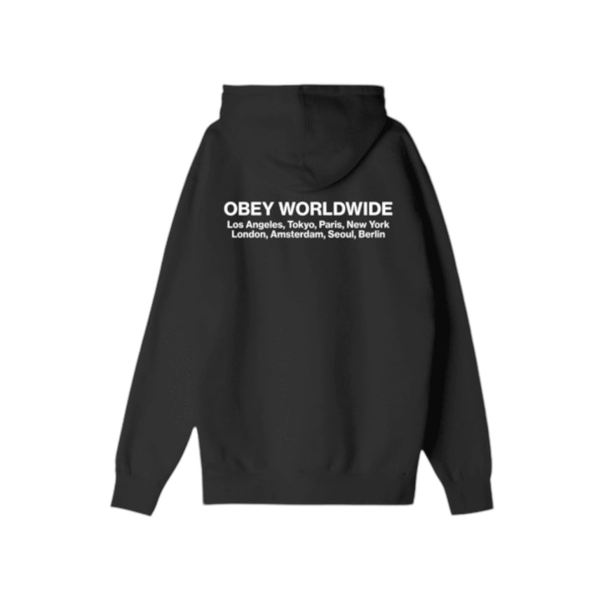 Obey Worldwide Cities Hoodie - Black - Spin Limit Boardshop