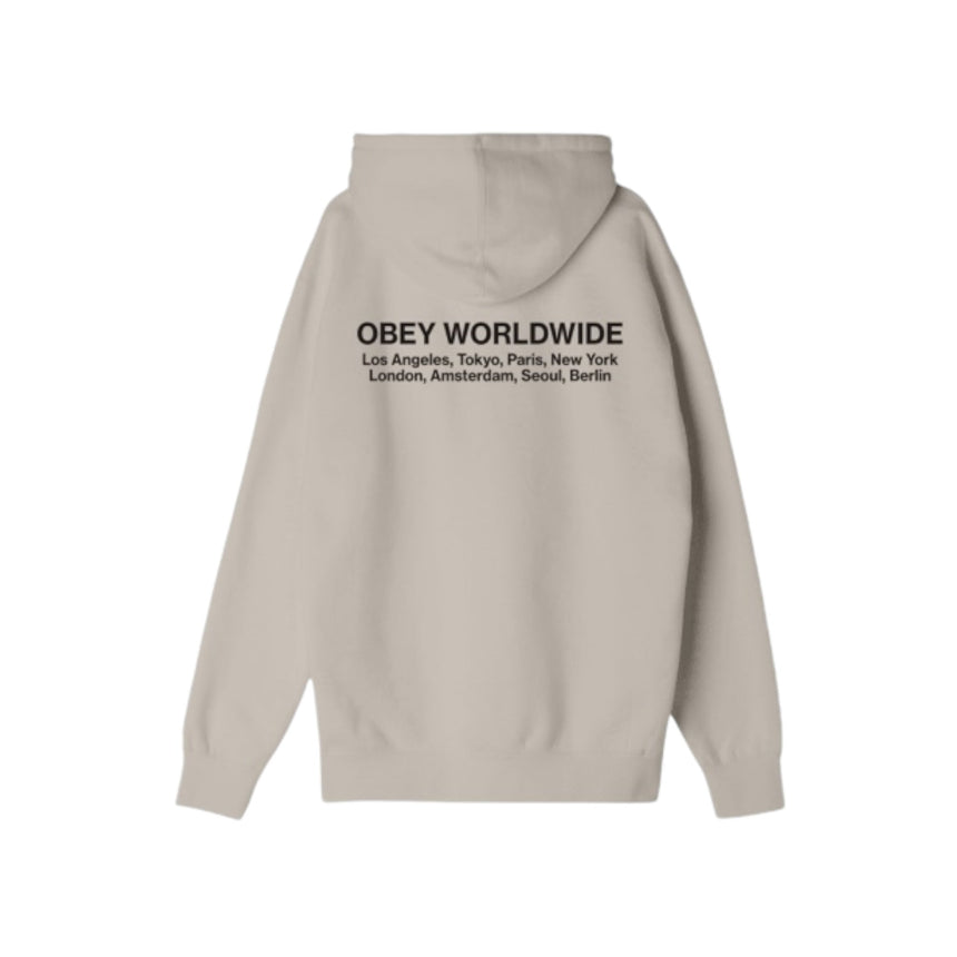 Obey Worldwide Cities Hoodie - Silver Grey - Spin Limit Boardshop