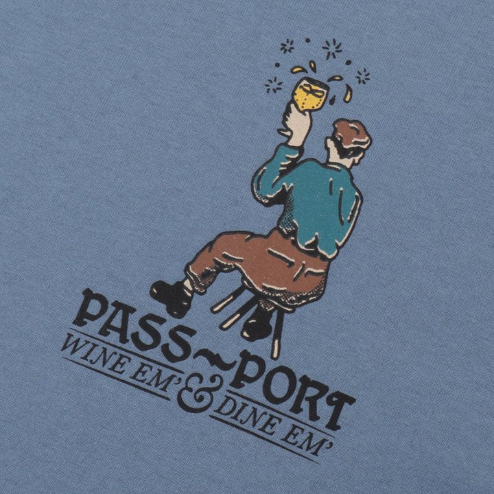 Pass Port Wine Em' Tee - Stonewash Blue - Spin Limit Boardshop