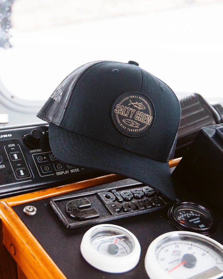 Salty Crew Outlined Retro Trucker Hat - Black - Spin Limit Boardshop