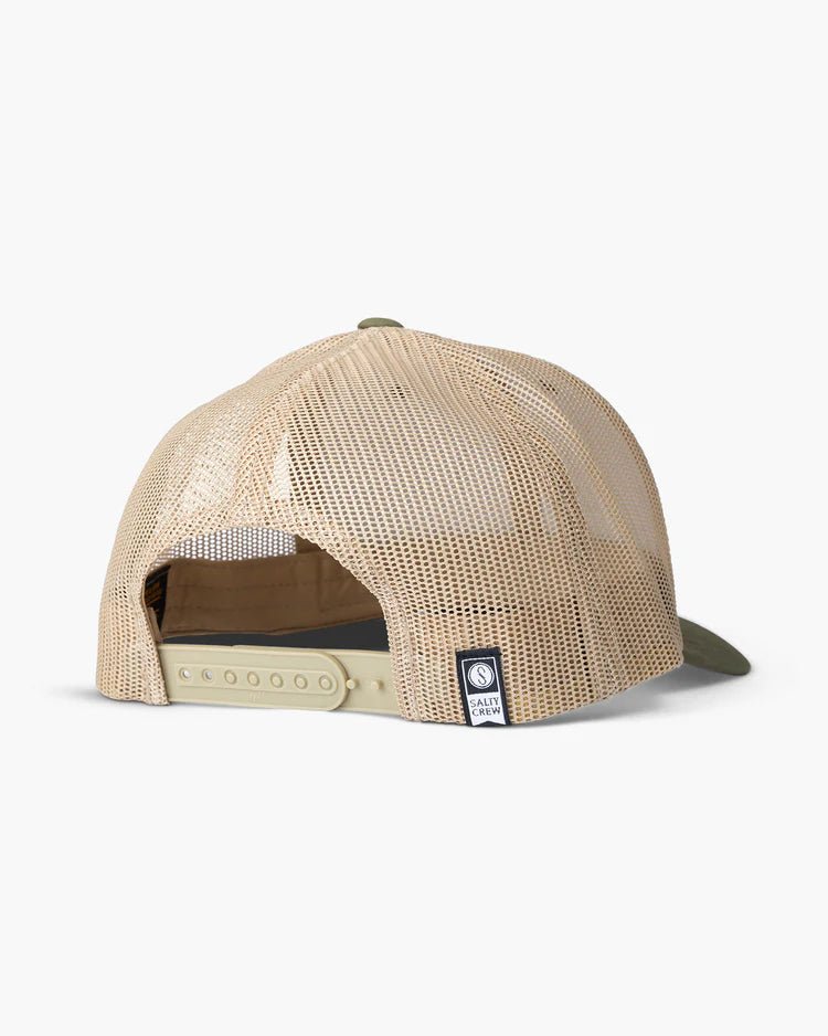 Salty Crew Outlined Retro Trucker Hat - Moss Khaki - Spin Limit Boardshop