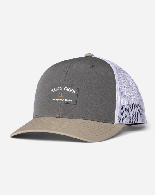 Salty Crew Steadfast Retro Trucker Hat - Grey Tan - Spin Limit Boardshop