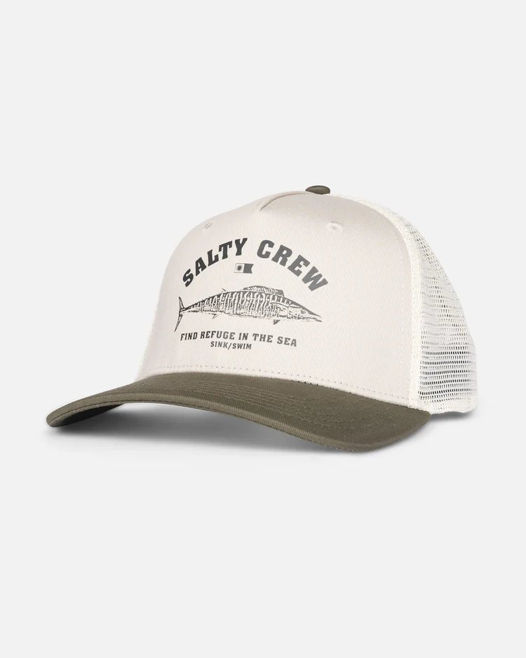 Salty Crew Wahoo Stamp Retro Trucker - Oyster Olive - Spin Limit Boardshop