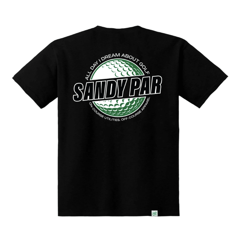Sandy Par All Day I Dream About Golf Tee - Black - Spin Limit Boardshop