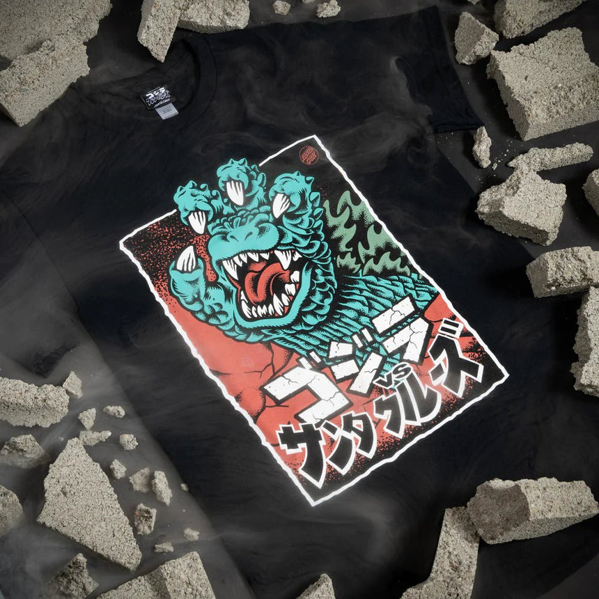 Santa Cruz x Godzilla Hand Front Tee - Black - Spin Limit Boardshop