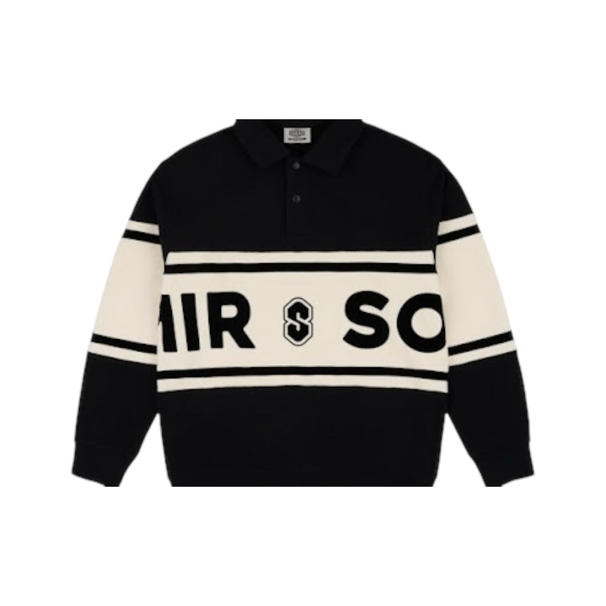 Souvenir Fleece Rugby Shirt - Black / Marshmallow - Spin Limit Boardshop