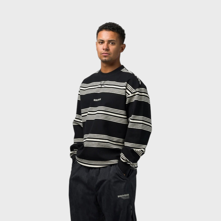 Souvenir Stripe Crew - Black - Spin Limit Boardshop