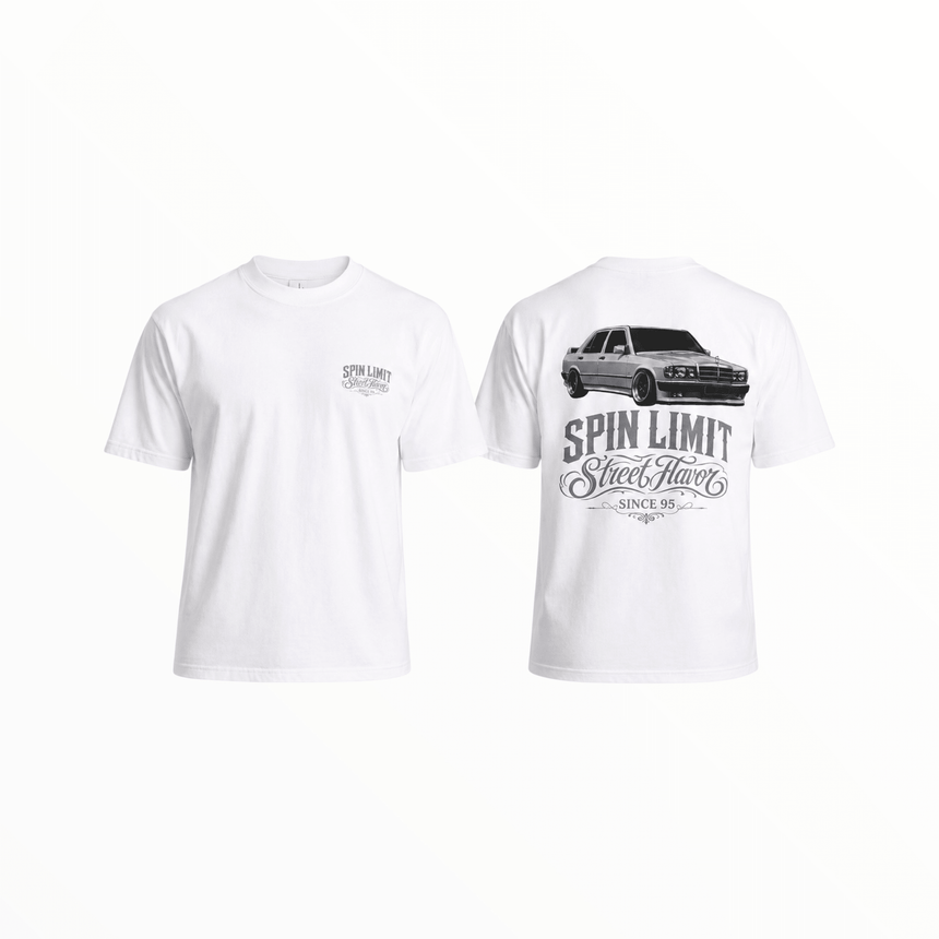 Spin Limit 190E Logo Heavyweight Tee - White - Spin Limit Boardshop