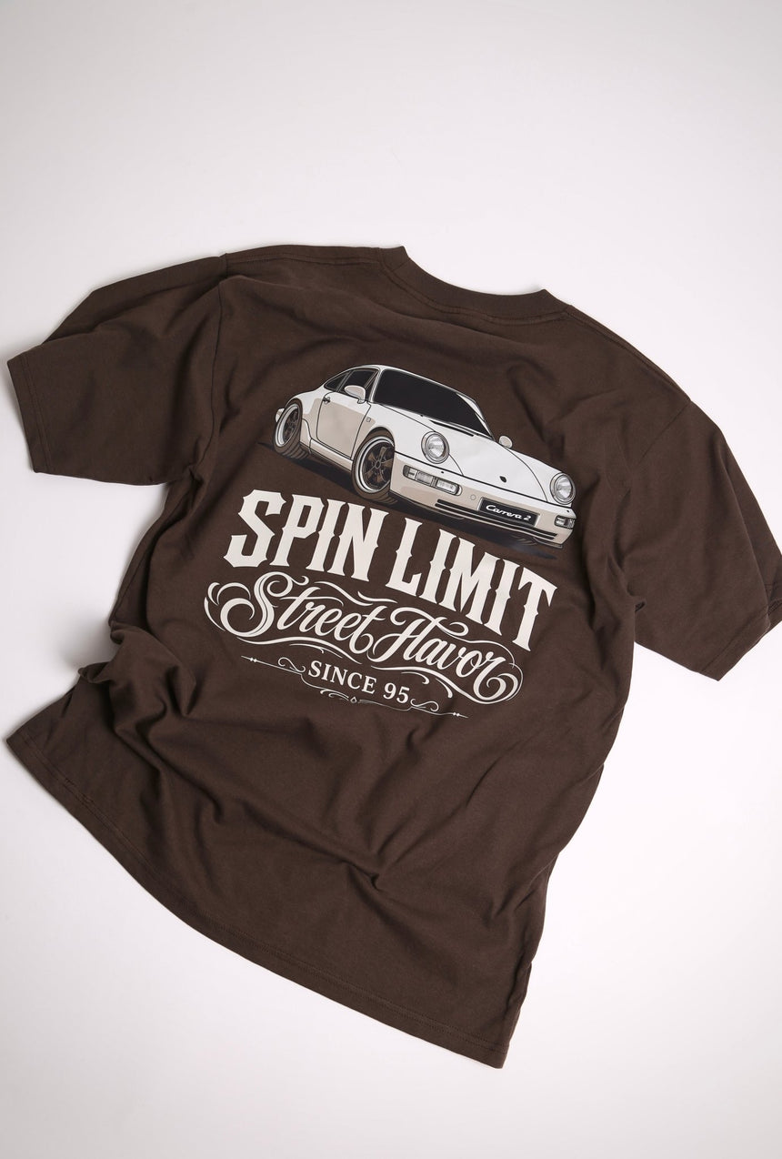 Spin Limit Carrera 2 Logo Heavyweight Tee - Brown - Spin Limit Boardshop