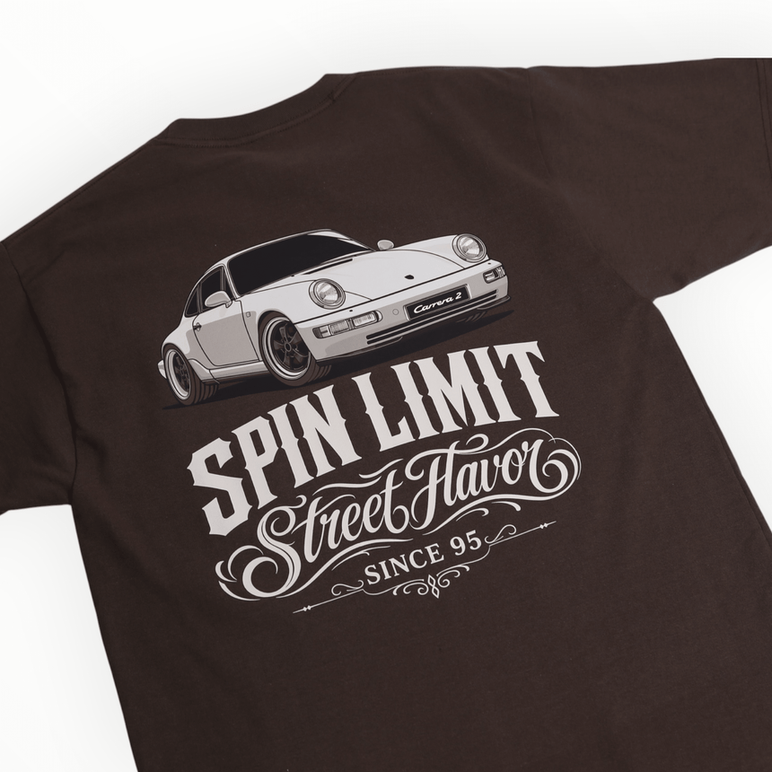 Spin Limit Carrera 2 Logo Heavyweight Tee - Brown - Spin Limit Boardshop