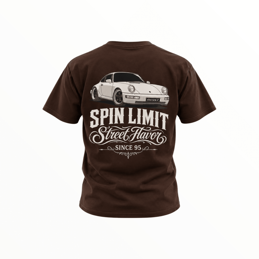 Spin Limit Carrera 2 Logo Heavyweight Tee - Brown - Spin Limit Boardshop