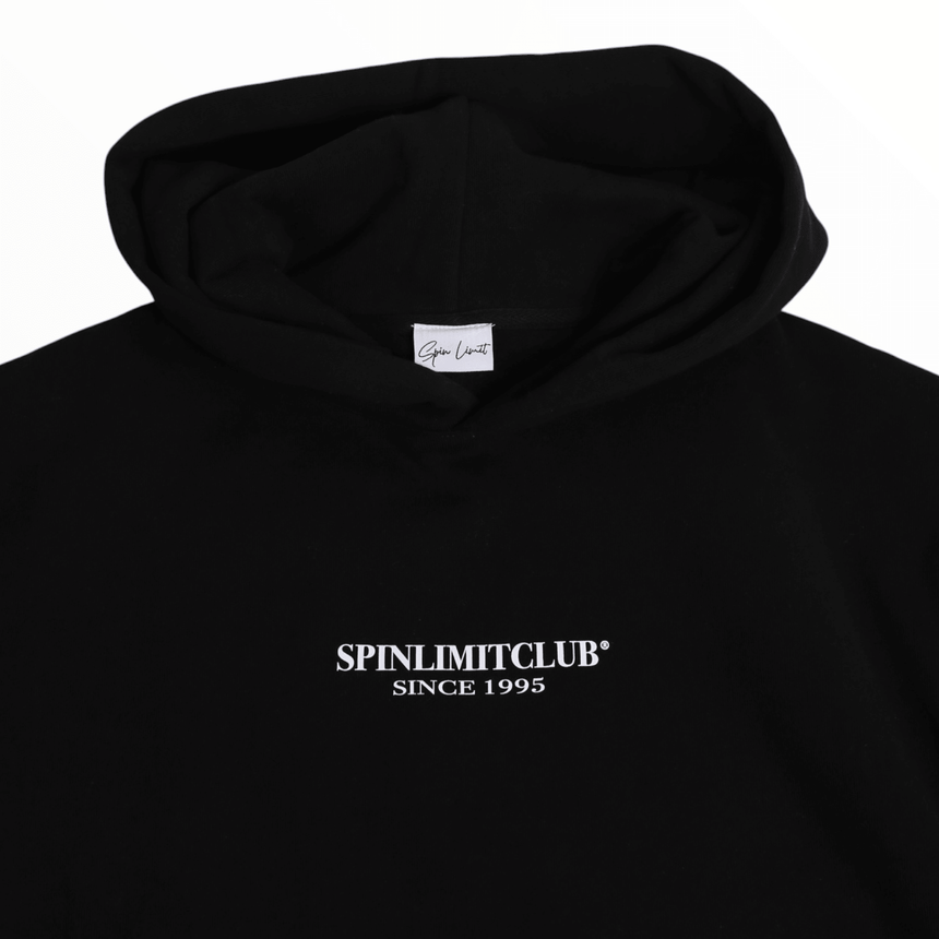 Spin Limit Club Heavyweight Hoodie - Black White - Spin Limit Boardshop