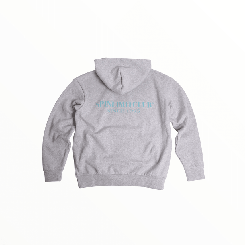 Spin Limit Club Heavyweight Hoodie - Heather Grey Turquoise - Spin Limit Boardshop