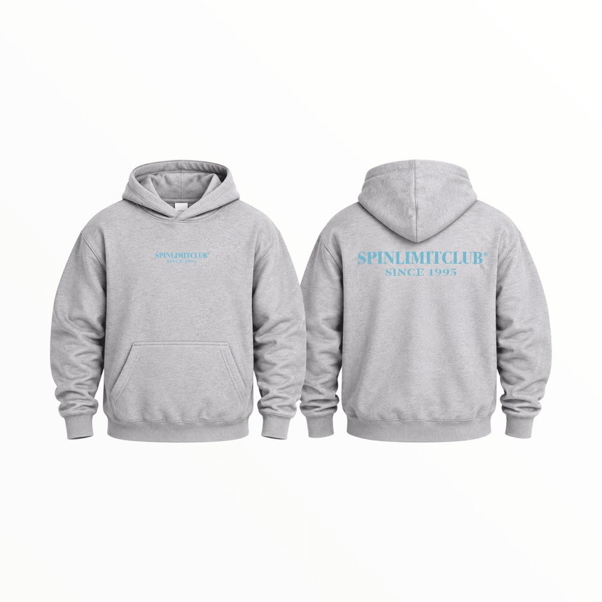 Spin Limit Club Heavyweight Hoodie - Heather Grey Turquoise - Spin Limit Boardshop