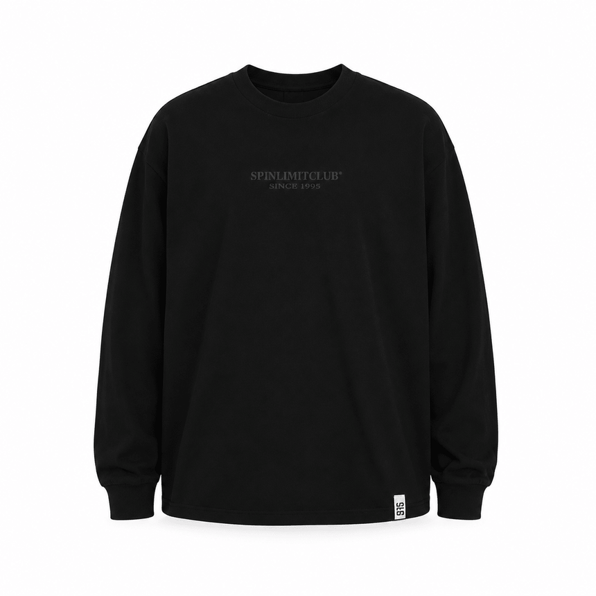 Spin Limit Club Premium Heavyweight Longsleeve - Black Charcoal - Spin Limit Boardshop