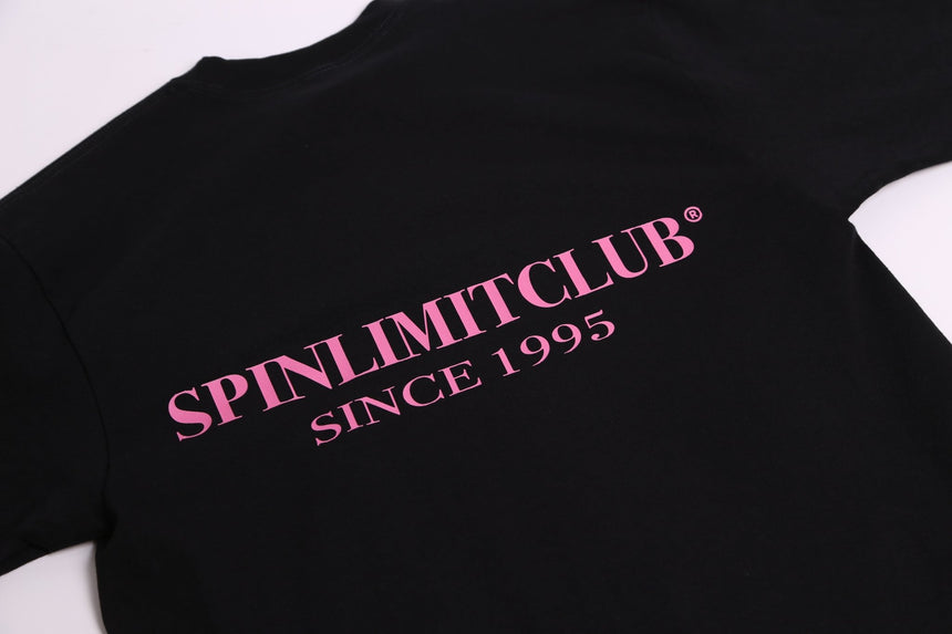 Spin Limit Club Premium Heavyweight Tee - Black Pink - Spin Limit Boardshop