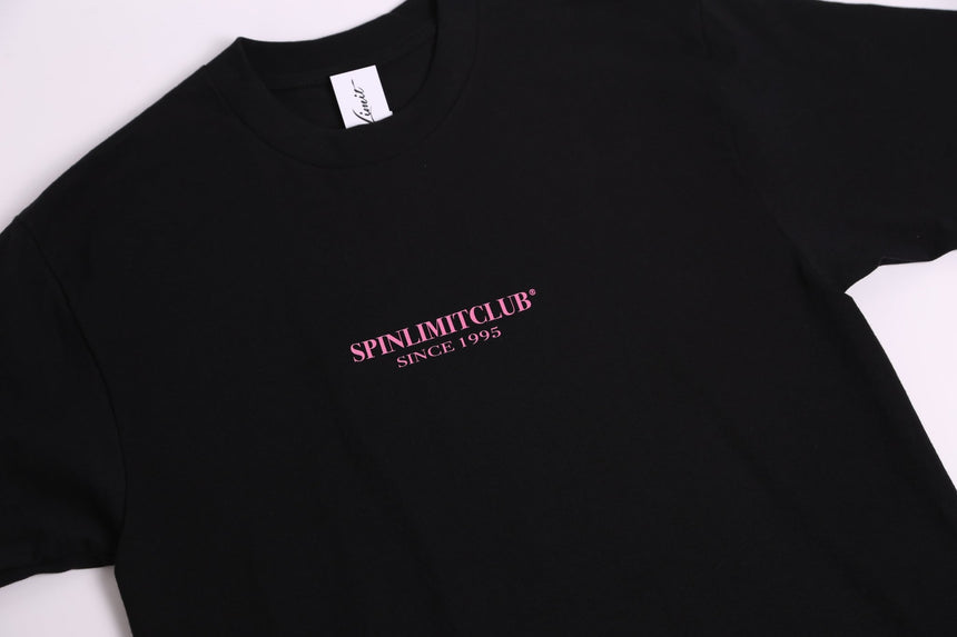 Spin Limit Club Premium Heavyweight Tee - Black Pink - Spin Limit Boardshop