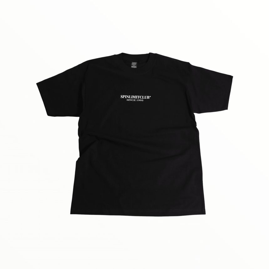Spin Limit Club Premium Heavyweight Tee - Black White - Spin Limit Boardshop