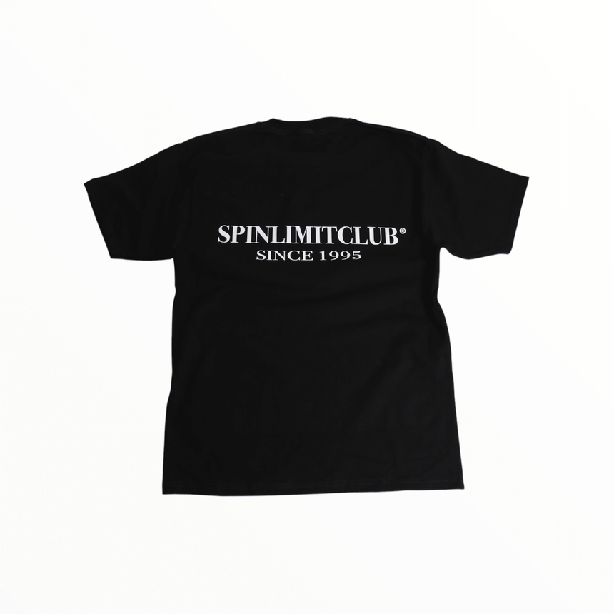 Spin Limit Club Premium Heavyweight Tee - Black White - Spin Limit Boardshop