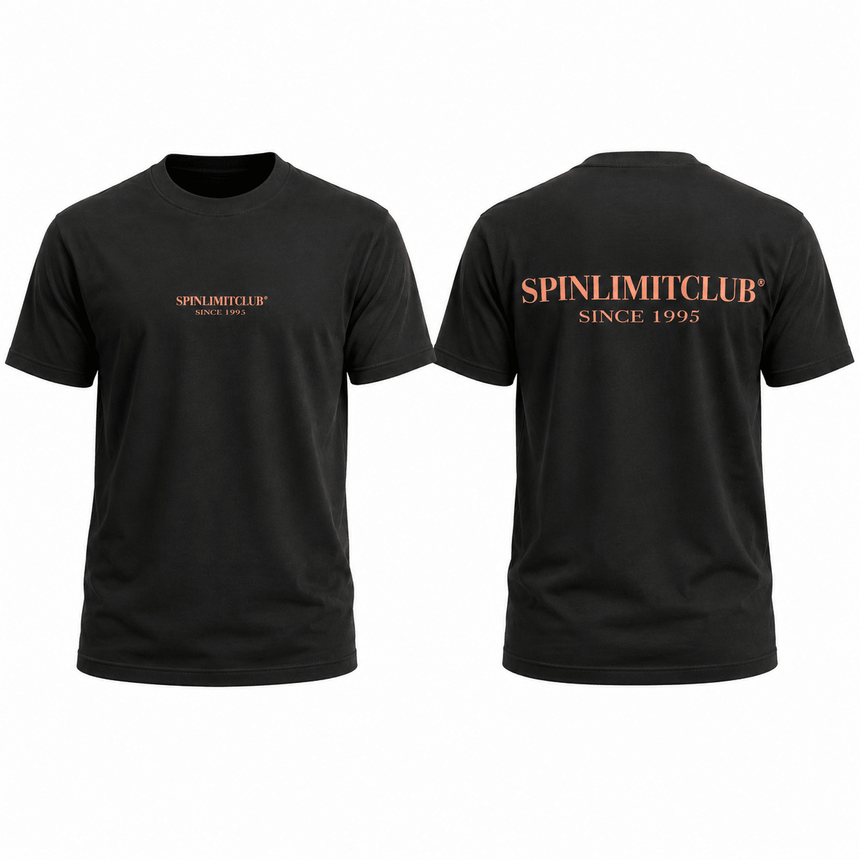 Spin Limit Club Premium Heavyweight Tee - Charcoal Orange - Spin Limit Boardshop