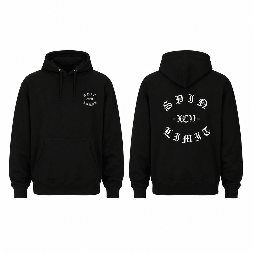 Spin Limit Fraktur Logo Hoodie - Black - Spin Limit Boardshop