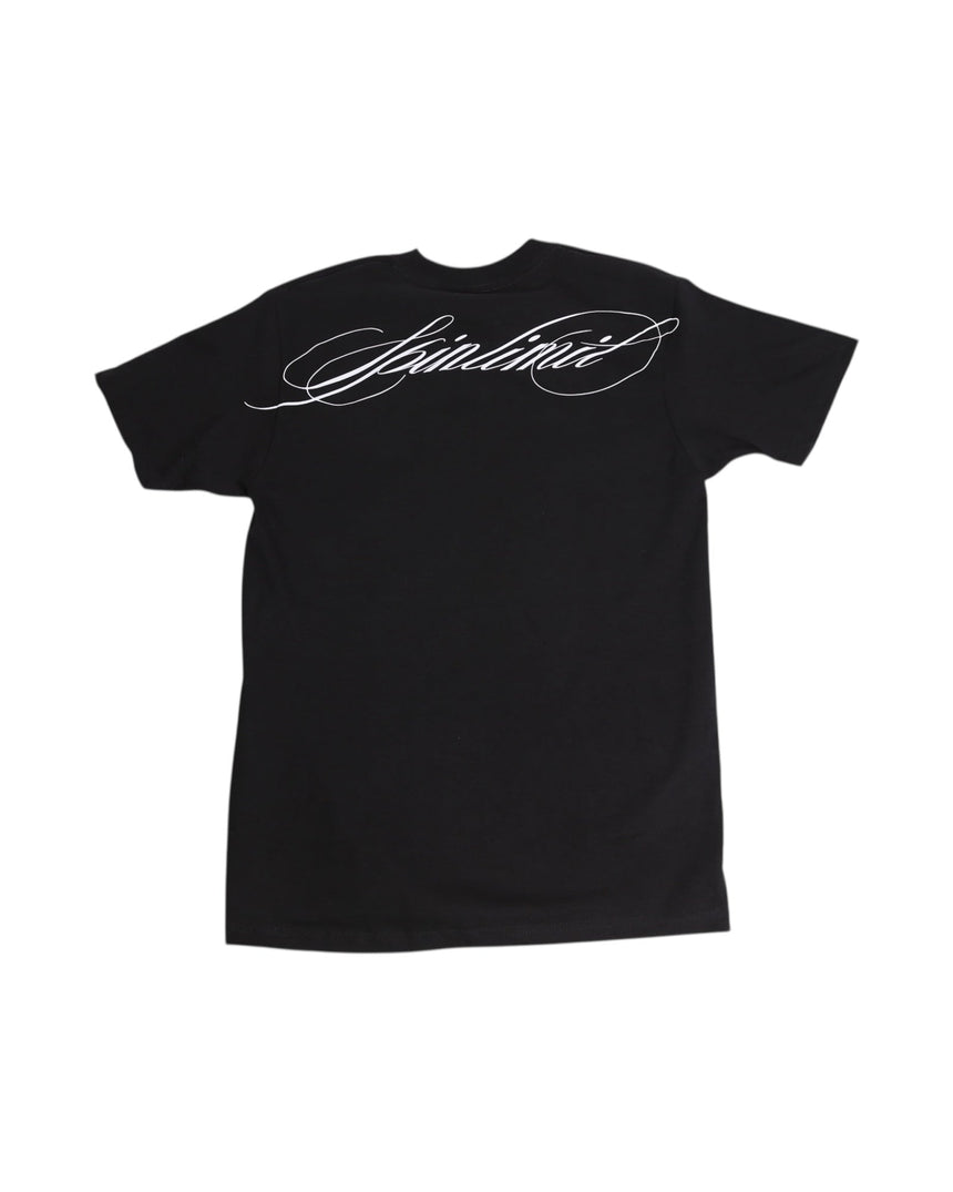 Spin Limit Manuscrit Tee - Black - Spin Limit Boardshop