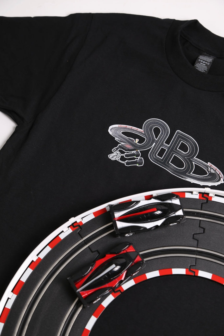 Spin Limit Race Track Logo Tee - Black - Spin Limit Boardshop