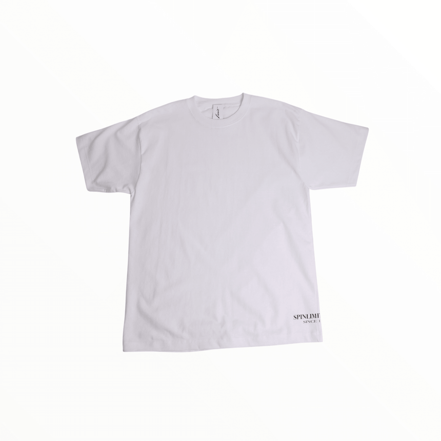 Spin Limit Side Club Premium Heavyweight Tee - White Brown Logo - Spin Limit Boardshop