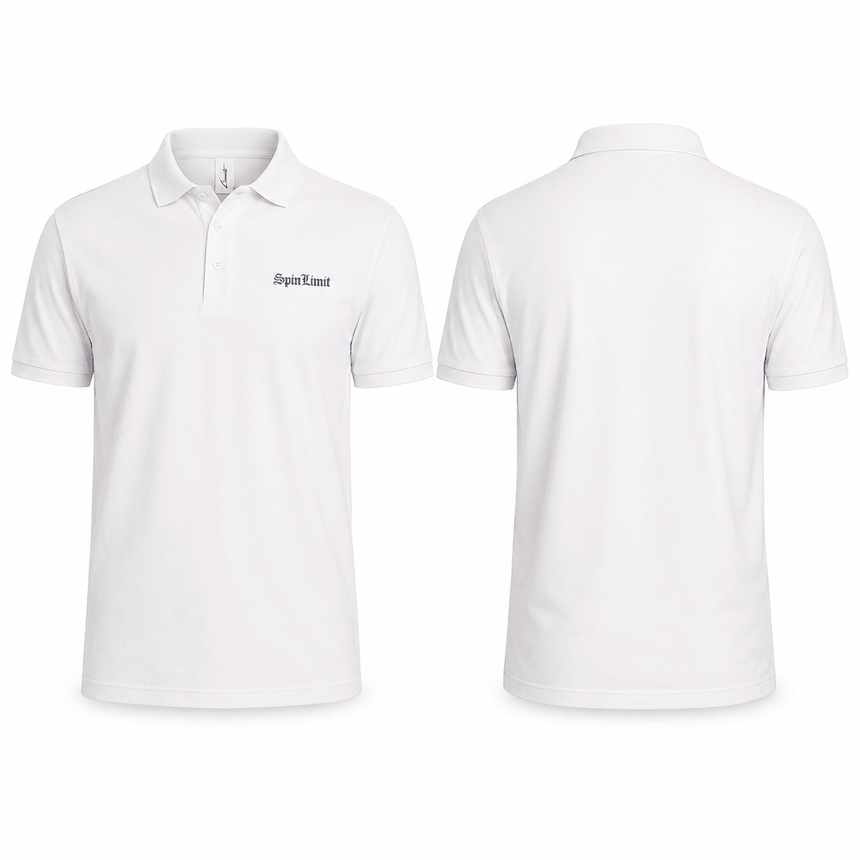 Spin Limit Times Logo Polo - White - Spin Limit Boardshop