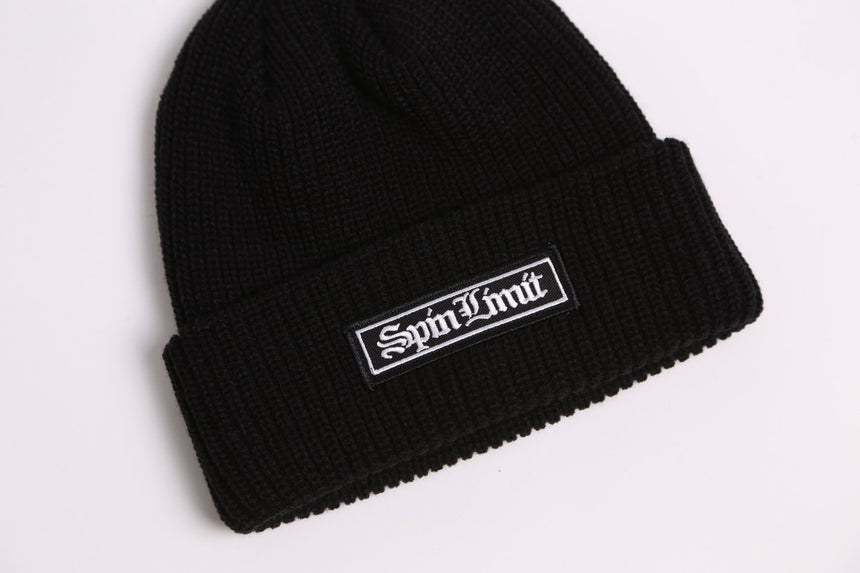 Spin Limit Times Patch Loose Knit Beanie - Black - Spin Limit Boardshop