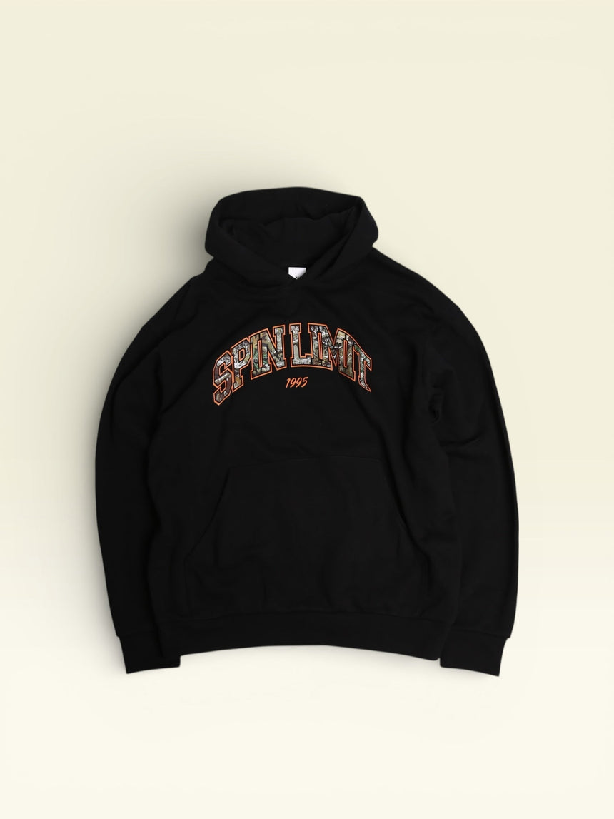 Spin Limit University Camo Orange Hoodie - Black - Spin Limit Boardshop