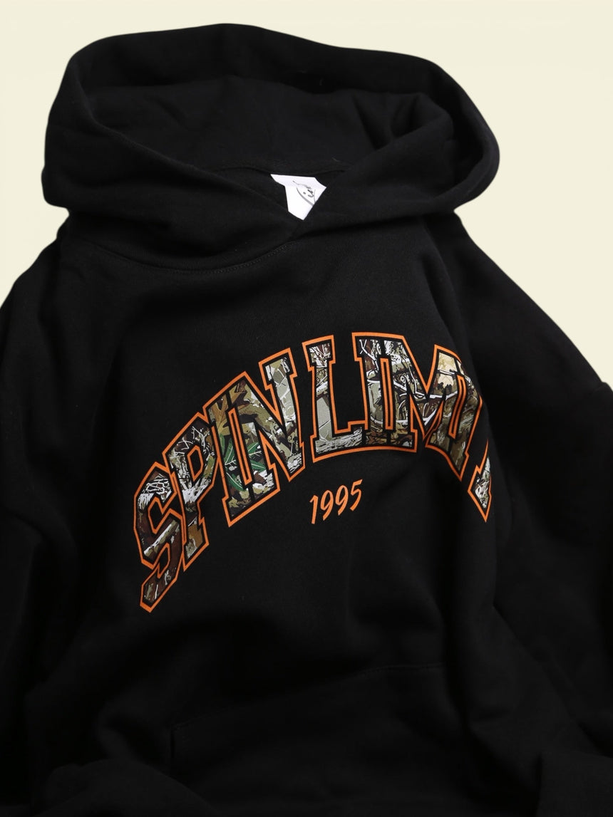 Spin Limit University Camo Orange Hoodie - Black - Spin Limit Boardshop