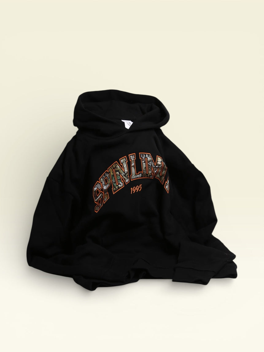 Spin Limit University Camo Orange Hoodie - Black - Spin Limit Boardshop