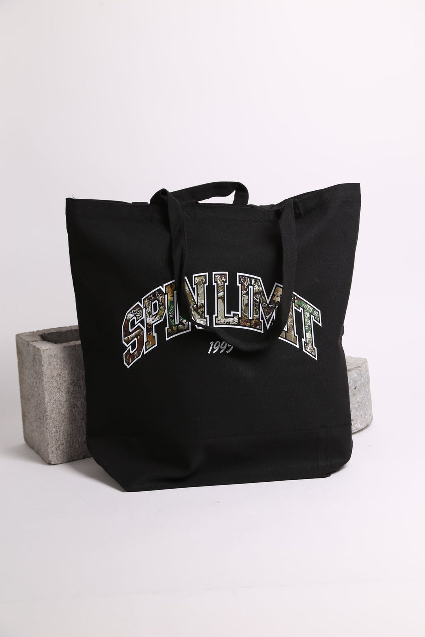 Spin LImit University Camo Tote Bag - Black - Spin Limit Boardshop