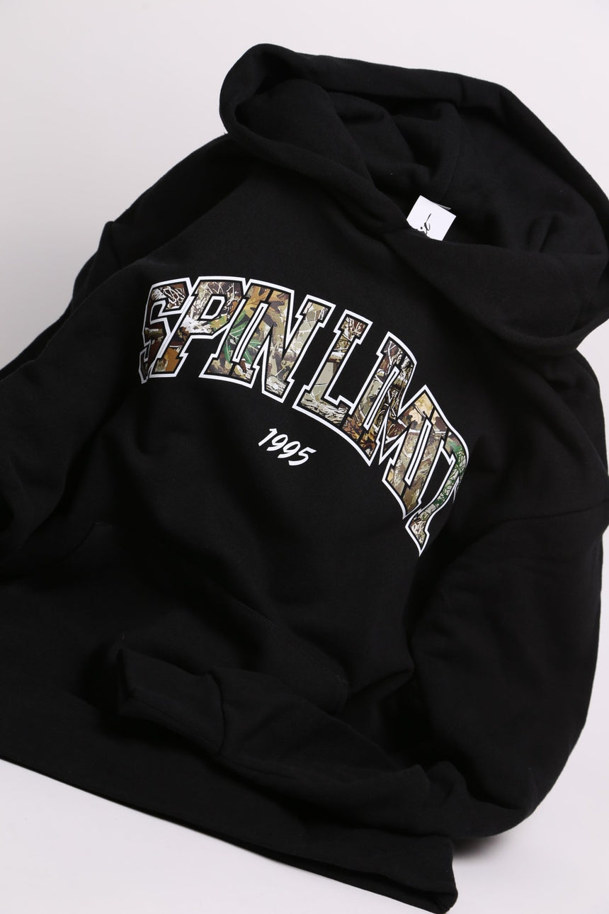 Spin Limit University Camo White Hoodie - Black - Spin Limit Boardshop