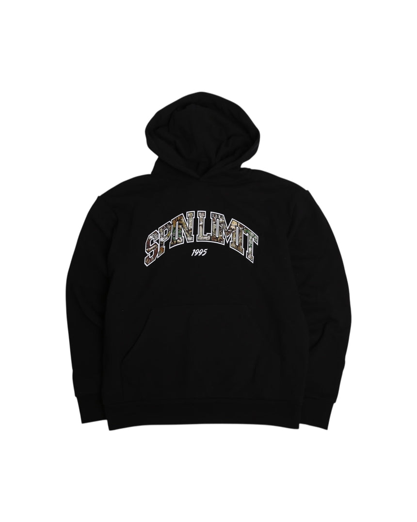 Spin Limit University Camo White Hoodie - Black - Spin Limit Boardshop