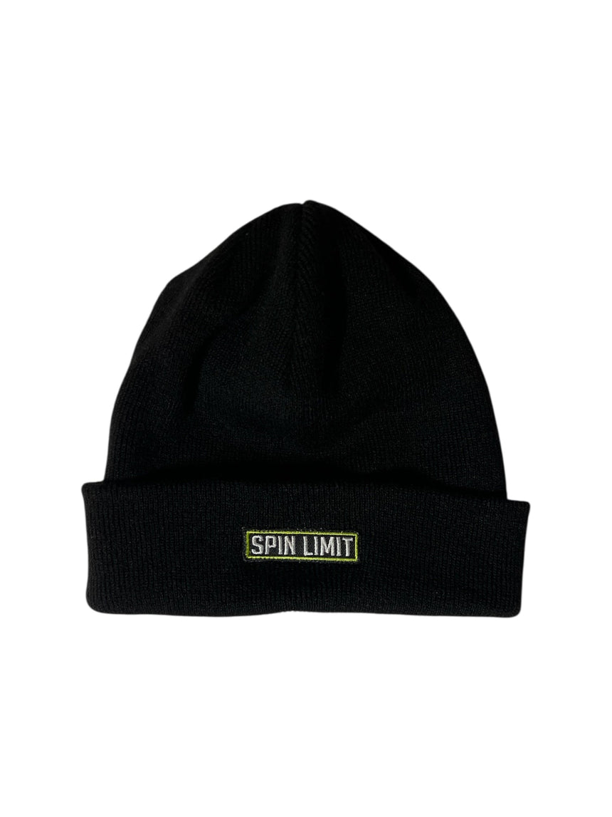 Spin Limit Varsity Patch Tight Knit Beanie - Black - Spin Limit Boardshop