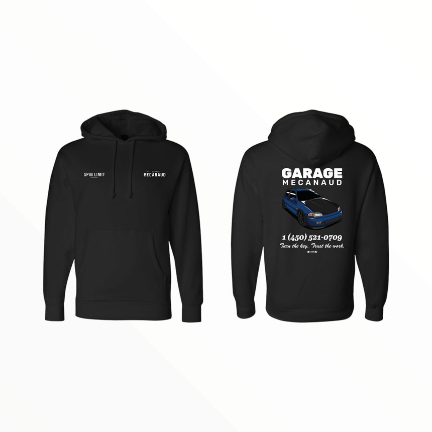 Spin limit X Garagemecanaud Custom Hoodie - Civic EG Hatchback Navy - Spin Limit Boardshop