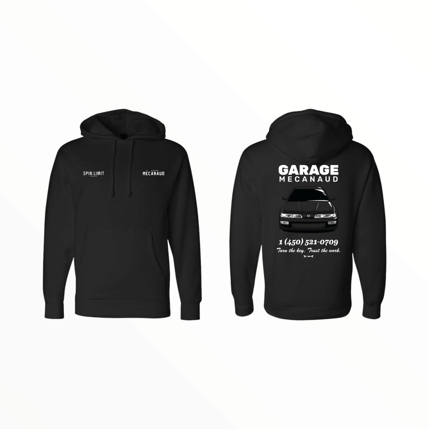 Spin limit X Garagemecanaud Custom Hoodie - Integra Black - Spin Limit Boardshop