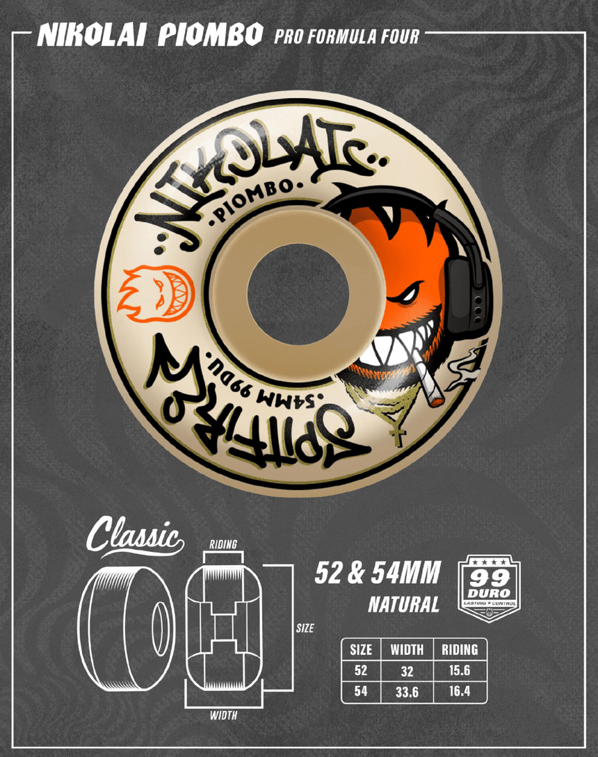 Spitfire F4 99 Nikolai Pro Edition Classic - Natural Orange - Spin Limit Boardshop