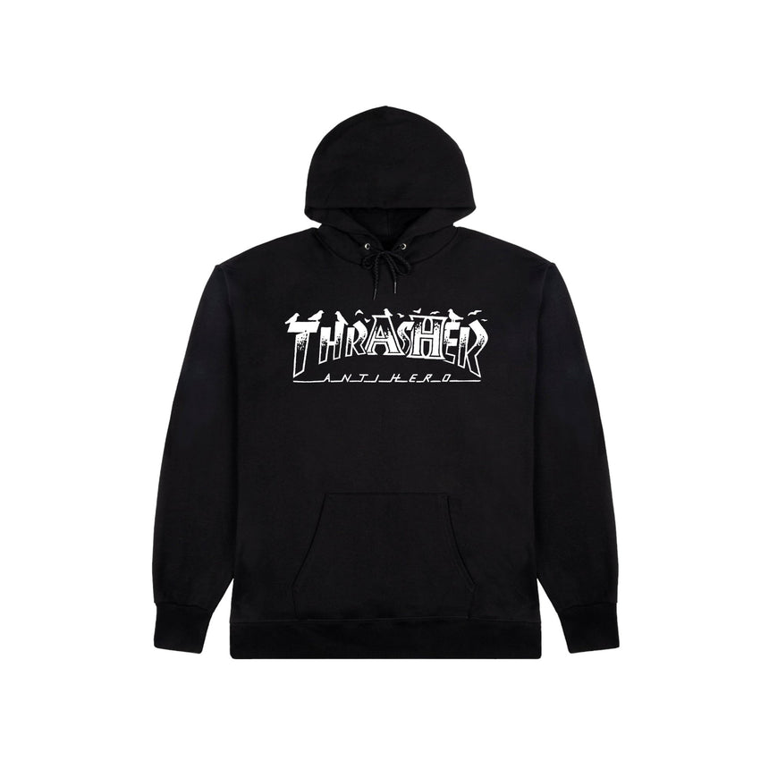 Thrasher X Antihero Pigeon Mag Hoodie - Black - Spin Limit Boardshop