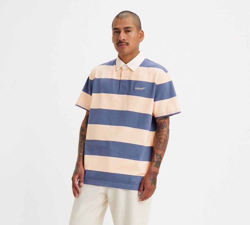 Levi's Union Rugby Polo Tee - Pink stripe - Spin Limit Boardshop