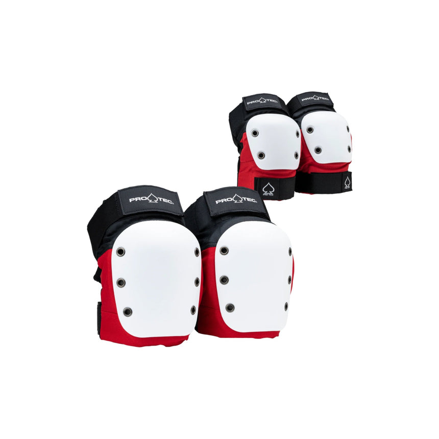Protections Pro-Tec Street Knee/Elbow Pad Set - Black White Red - Spin Limit Boardshop